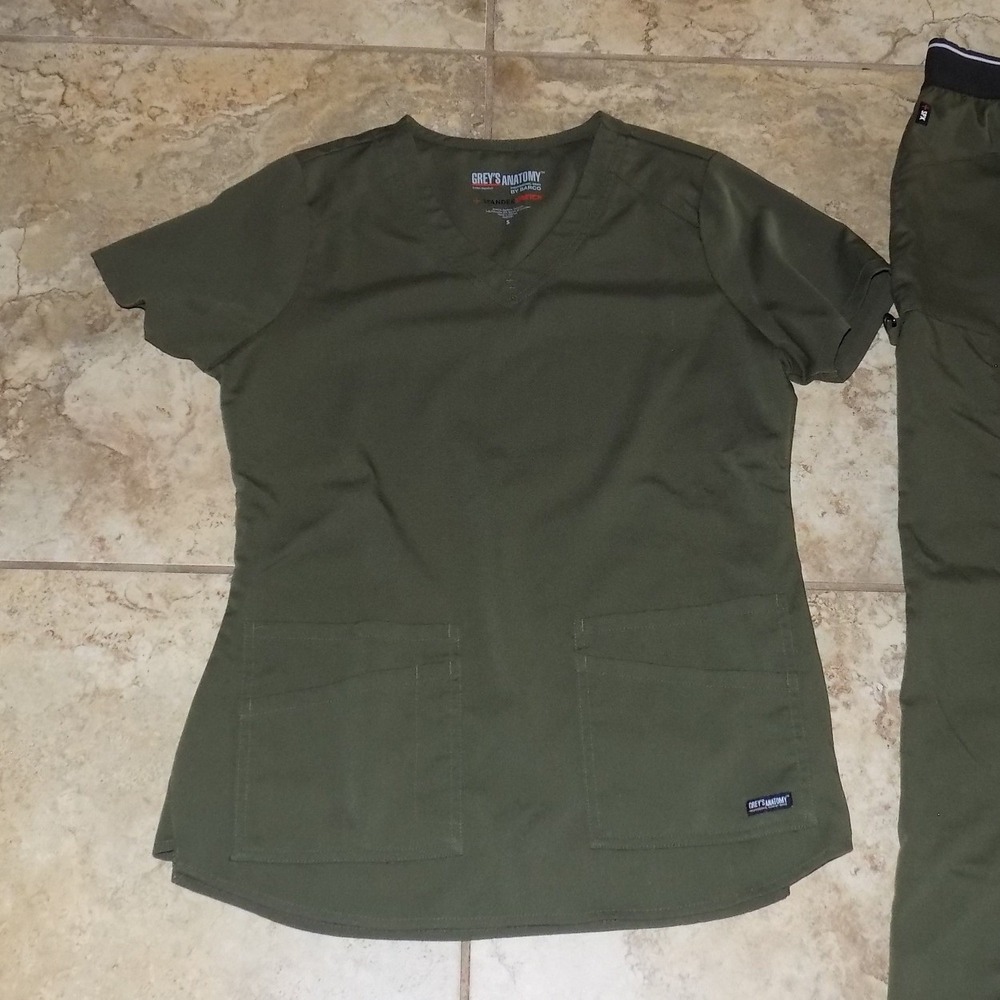 Greys Anatomy‎ Scrub Set Women S/XSP Olive Green Excellent Spandex Stretch Barco - Picture 2 of 10